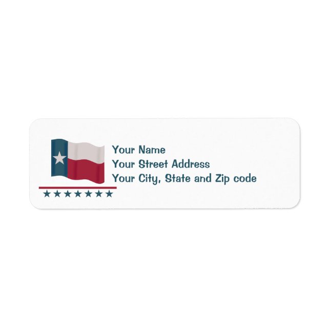 Texas Lone Star Flag Red White Blue Address Label (Front)