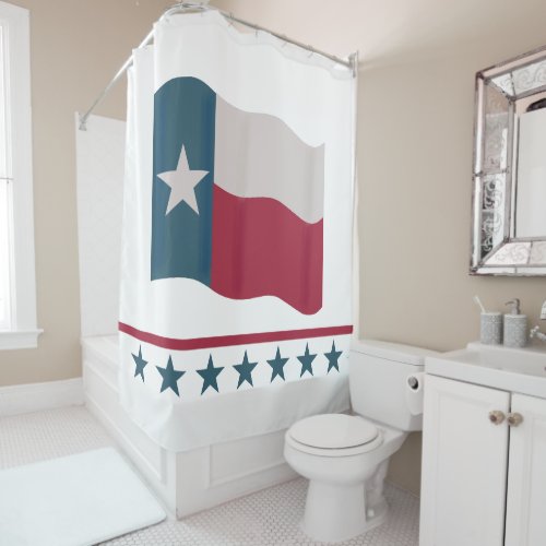 Texas Lone Star Flag Red White Blue Shower Curtain
