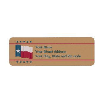 Texas Lone Star Flag Stars Tan Red White  Blue Label by phyllisdobbs at Zazzle