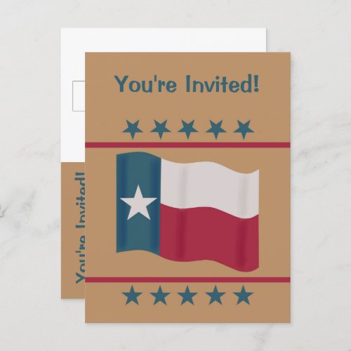 Texas Lone Star Flag Tan Party Postcard Invite