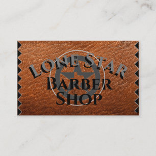 Texas Lone Star on Brown Leather on a Business Card