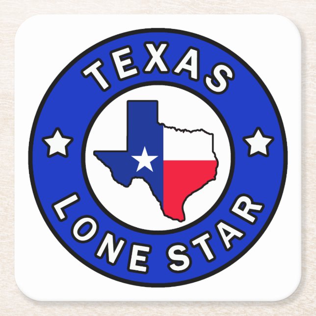 Texas Lone Star Square Paper Coaster (Front)