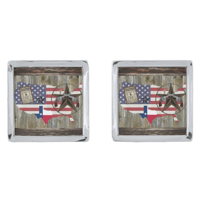 Texas Lone Star State Dueling Pistols Most Wanted  Cufflinks (Front)