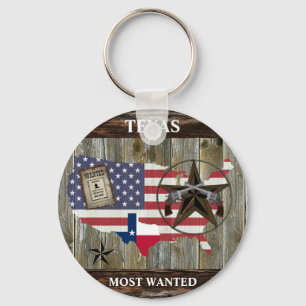 Texas Lone Star State Dueling Pistols Most Wanted Keychain