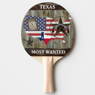 Texas Lone Star State Dueling Pistols Most Wanted Ping Pong Paddle