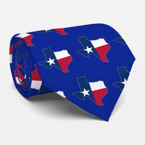 Texas Lone Star State Flag and Map Outline Texan Neck Tie