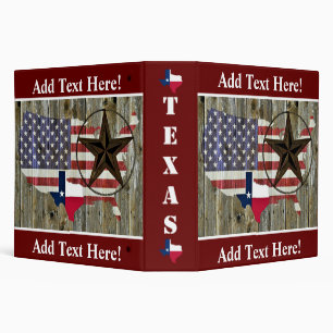 Texas Lone Star State Flag Map 3 Ring Binder