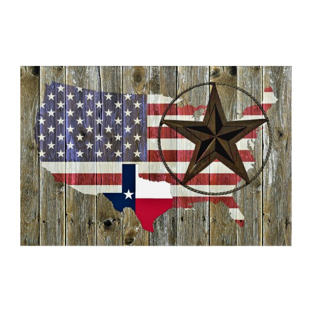 Texas Lone Star State Flag Map Acrylic Print (Front)