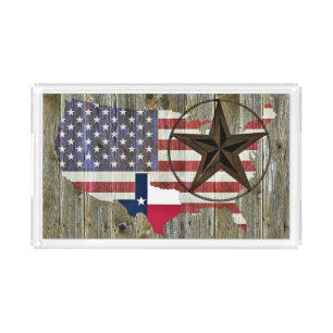 Texas Lone Star State Flag Map Acrylic Tray