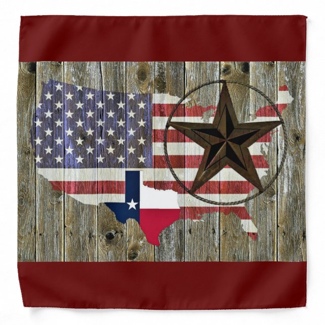 Texas Lone Star State Flag Map Bandana (Front)