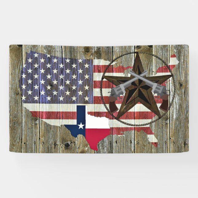 Texas Lone Star State Flag Map Banner (Horizontal)