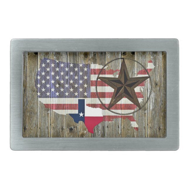Texas Lone Star State Flag Map Belt Buckle (Front)