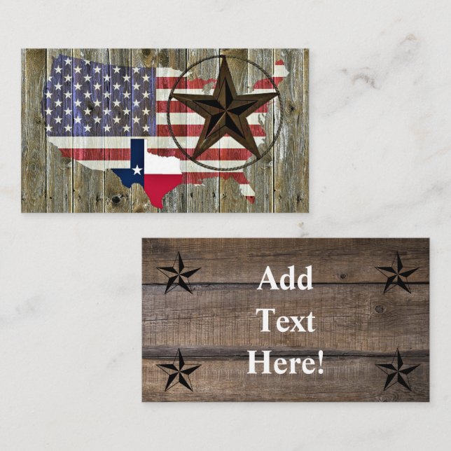 Texas Lone Star State Flag Map Business Card (Front/Back)