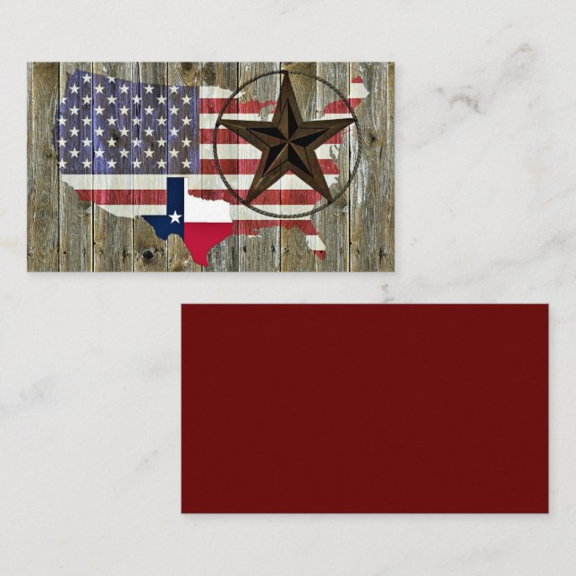 Texas Lone Star State Flag Map Business Card (Front/Back)