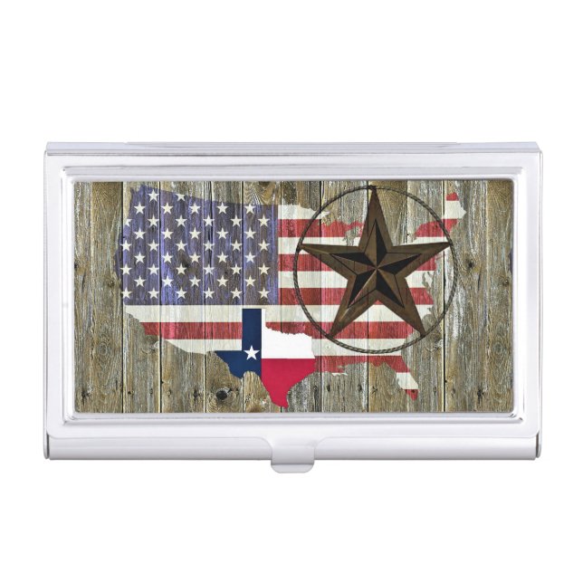 Texas Lone Star State Flag Map Business Card Case (Front)