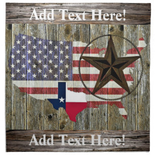 Texas Lone Star State Flag Map Cloth Napkin