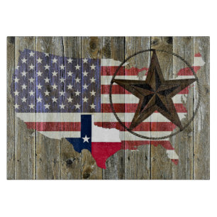Texas Lone Star State Flag Map Cutting Board