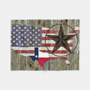 Texas Lone Star State Flag Map Fleece Blanket