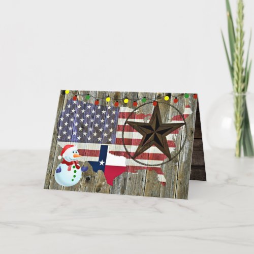 Texas Lone Star State Flag Map Holiday Card