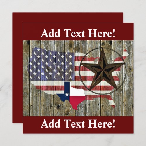 Texas Lone Star State Flag Map Invitation