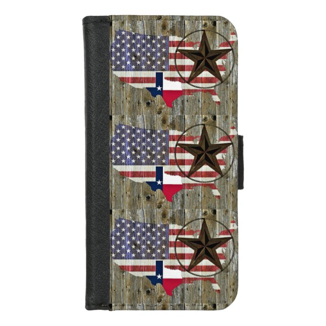 Texas Lone Star State Flag Map iPhone Wallet Case (Front)