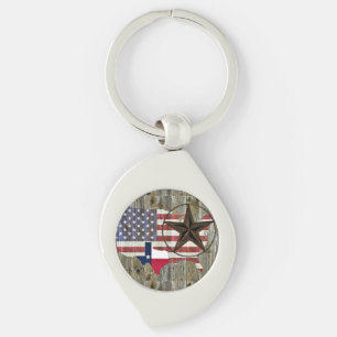 Texas Lone Star State Flag Map Keychain