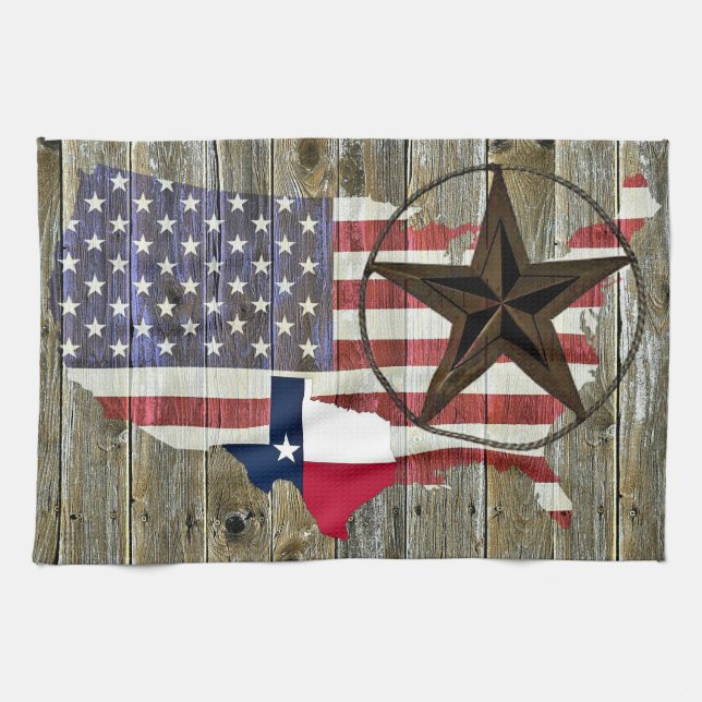 Texas Lone Star State Flag Map Kitchen Towel (Horizontal)