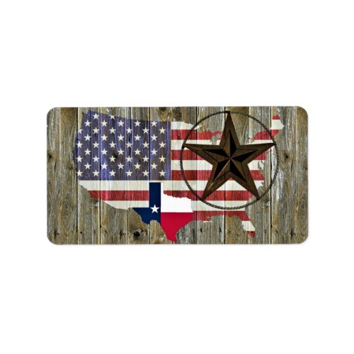 Texas Lone Star State Flag Map Label