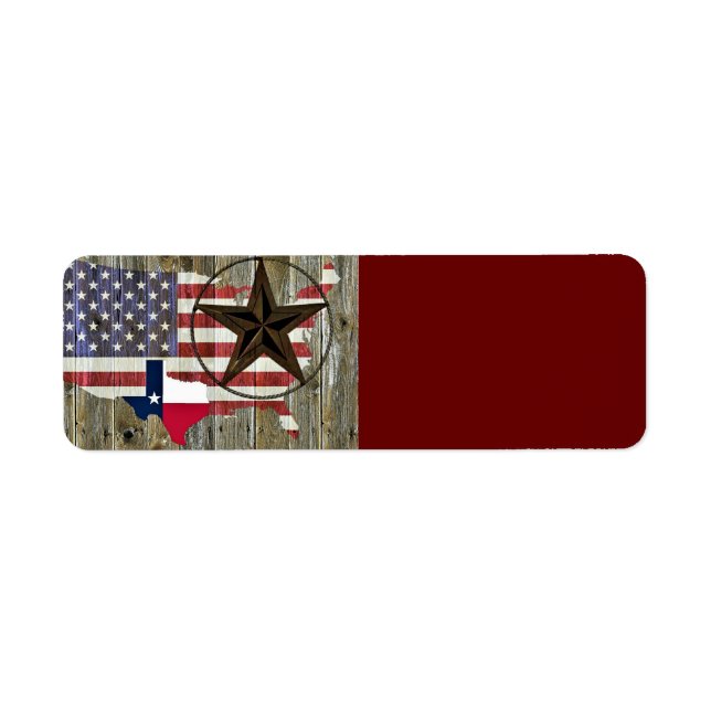 Texas Lone Star State Flag Map Label (Front)