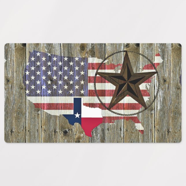 Texas Lone Star State Flag Map Labels (Design 1)