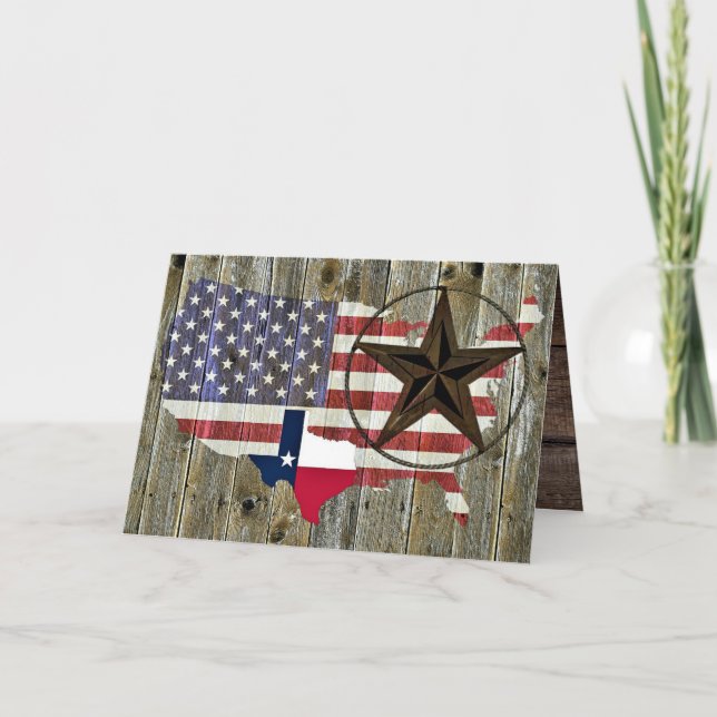 Texas Lone Star State Flag Map Letterpress Thank You Card (Front)