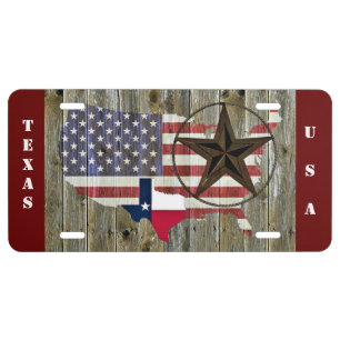 Texas Lone Star State Flag Map License Plate