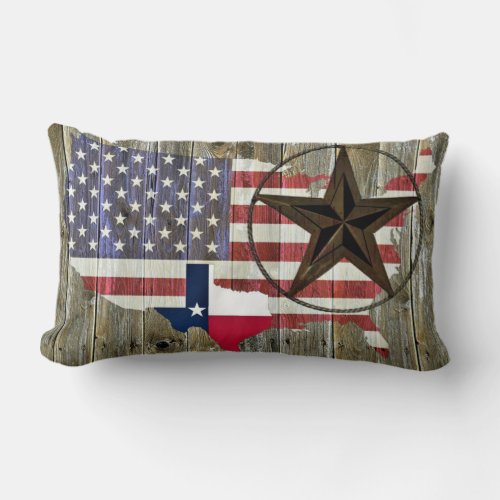 Texas Lone Star State Flag Map Lumbar Pillow