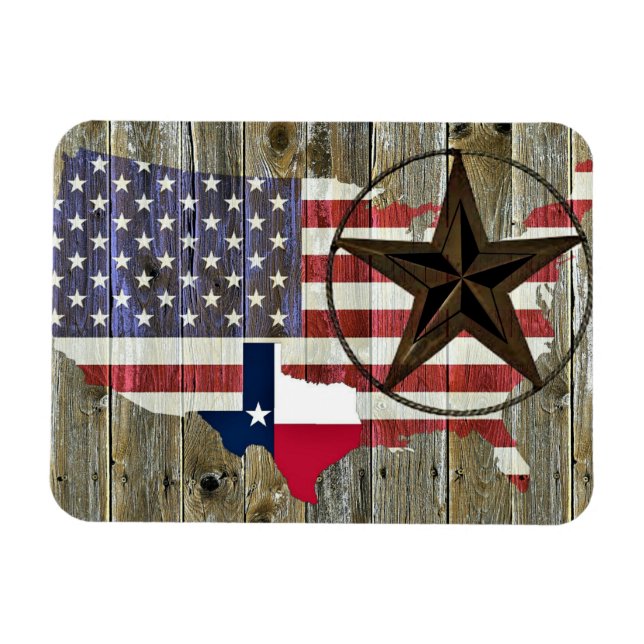 Texas Lone Star State Flag Map Magnet (Horizontal)