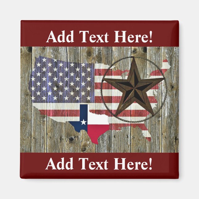 Texas Lone Star State Flag Map Magnet (Front)