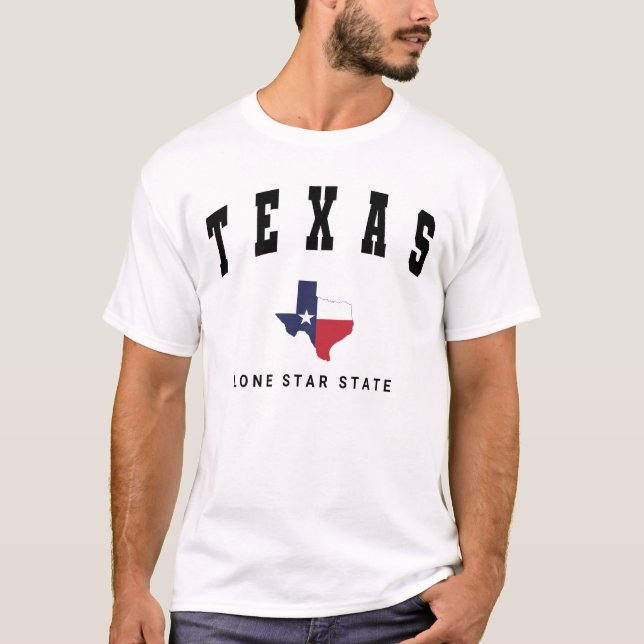 Texas, Lone Star State Flag Map Men's White T-Shirt (Front)