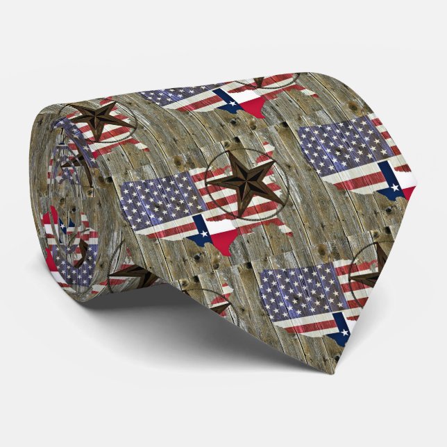 Texas Lone Star State Flag Map Neck Tie (Rolled)