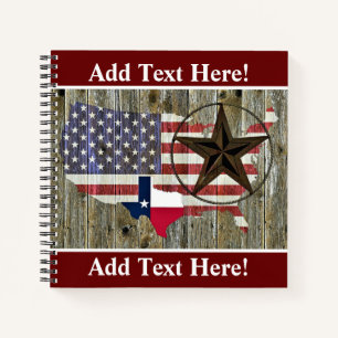 Texas Lone Star State Flag Map Notebook