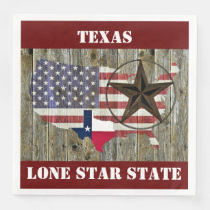 Texas Lone Star State Flag Map Paper Dinner Napkins