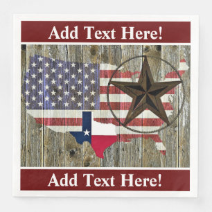 Texas Lone Star State Flag Map Paper Dinner Napkins