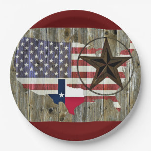 Texas Lone Star State Flag Map Paper Plates