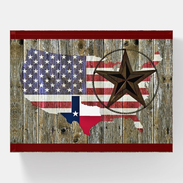 Texas Lone Star State Flag Map Paperweight (Front)