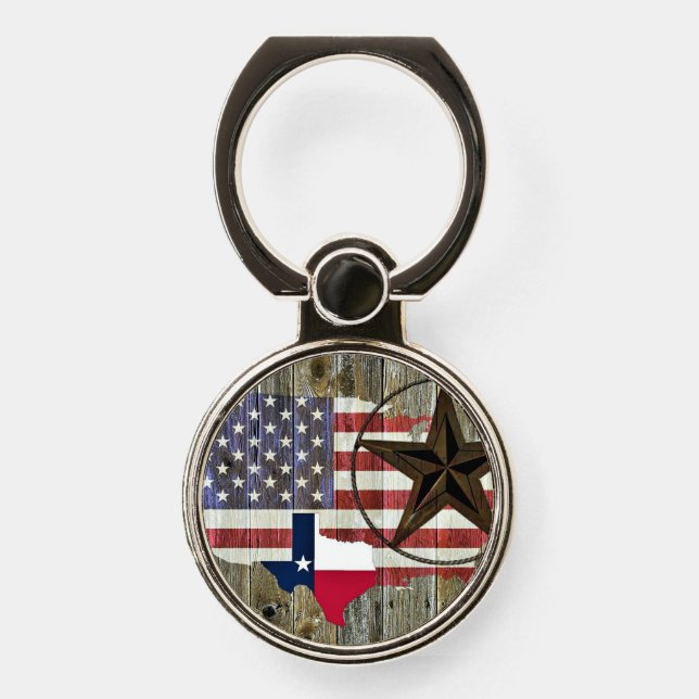 Texas Lone Star State Flag Map Phone Ring Stand (Front)