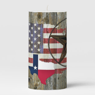 Texas Lone Star State Flag Map Pillar Candle