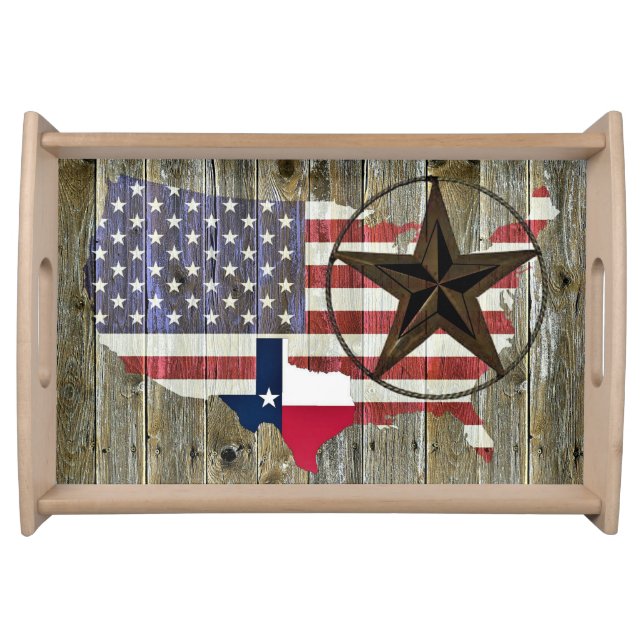 Texas Lone Star State Flag Map Serving Tray (Front)