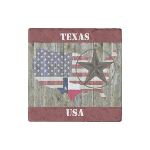 Texas Lone Star State Flag Map Stone Magnet
