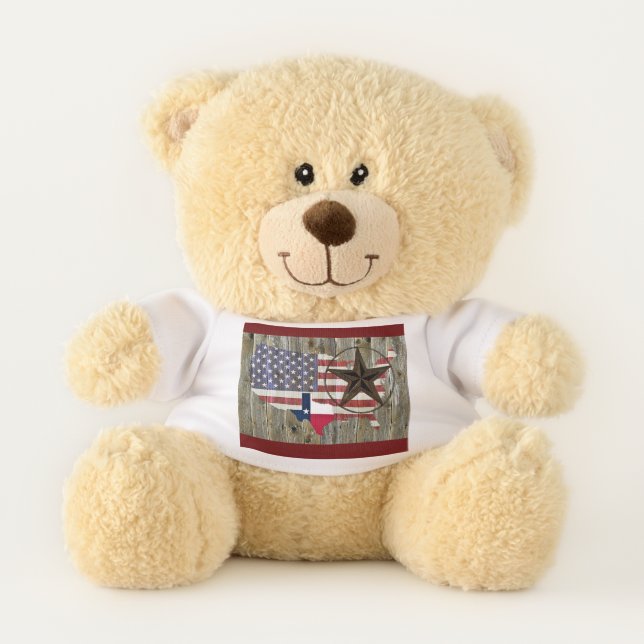 Texas Lone Star State Flag Map Teddy Bear (Front)