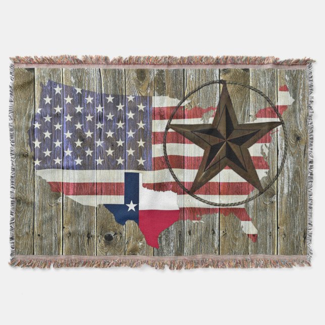 Texas Lone Star State Flag Map Throw Blanket (Front)