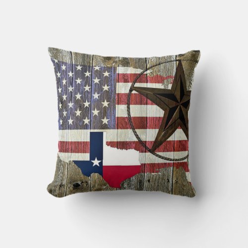 Texas Lone Star State Flag Map Throw Pillow