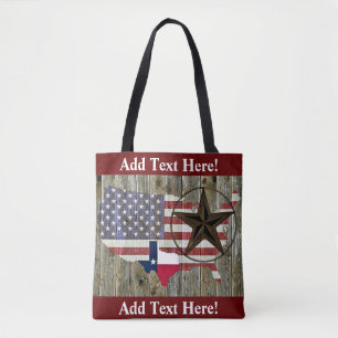 Texas Lone Star State Flag Map Tote Bag